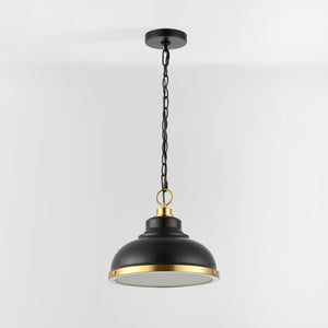 Safavieh BASTION, 11.75 INCH BLACK/BRASS PENDANT LIGHT, EXTENDABLE IRON & TEXTURED GLASS, VERSATILE STYLE PND4137A