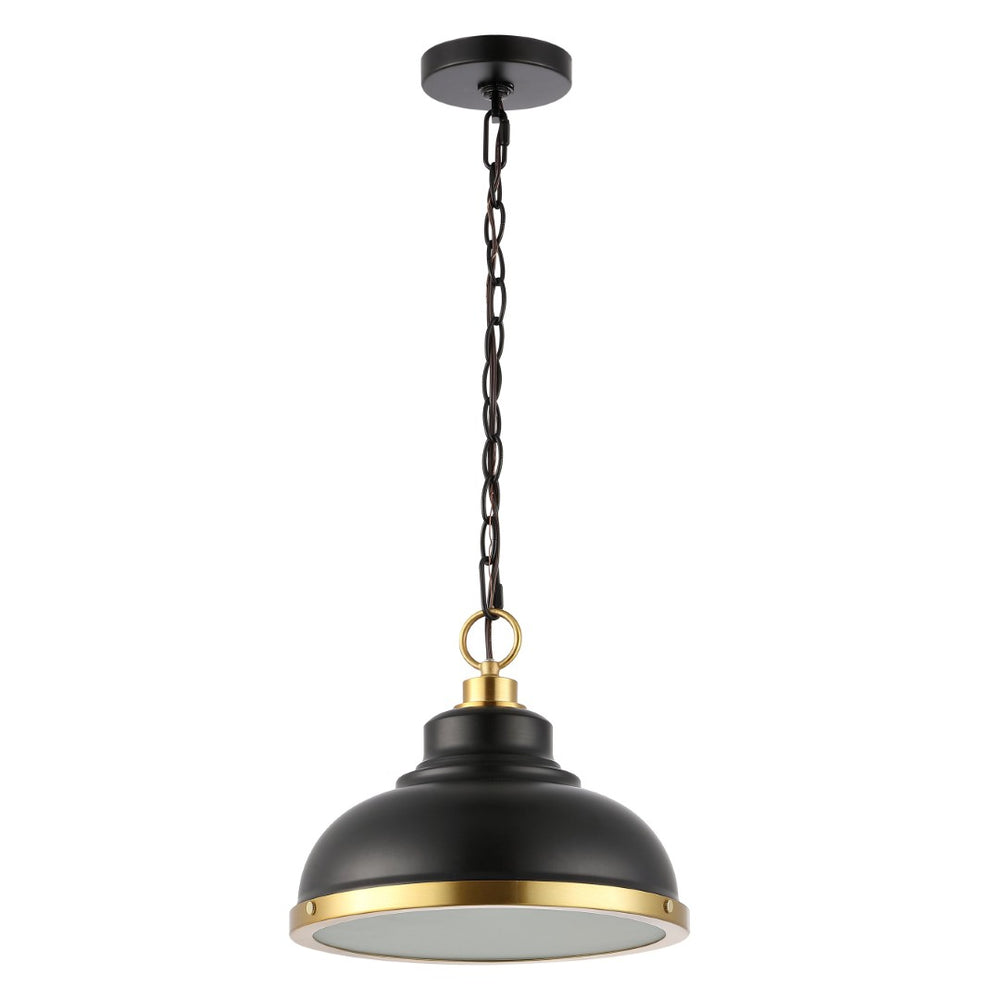 Safavieh BASTION, 11.75 INCH BLACK/BRASS PENDANT LIGHT, EXTENDABLE IRON & TEXTURED GLASS, VERSATILE STYLE PND4137A