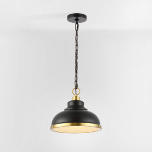 Safavieh BASTION, 11.75 INCH BLACK/BRASS PENDANT LIGHT, EXTENDABLE IRON & TEXTURED GLASS, VERSATILE STYLE PND4137A