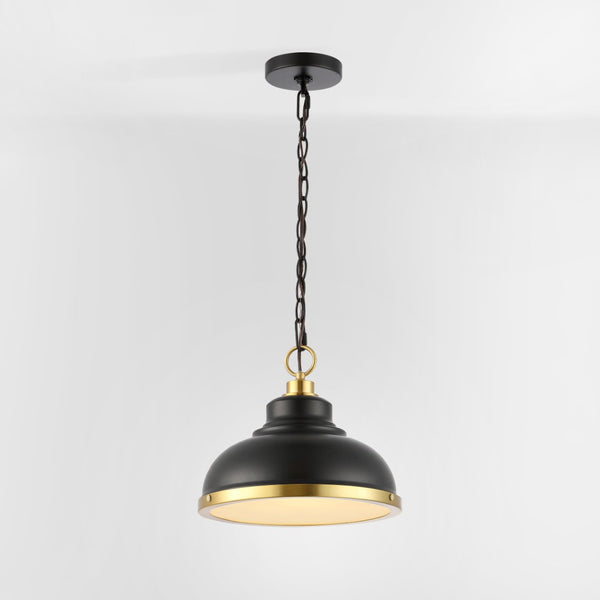 Safavieh BASTION, 11.75 INCH BLACK/BRASS PENDANT LIGHT, EXTENDABLE IRON & TEXTURED GLASS, VERSATILE STYLE PND4137A