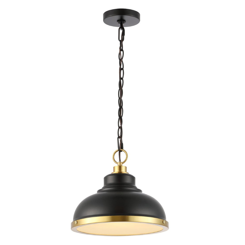 Safavieh BASTION, 11.75 INCH BLACK/BRASS PENDANT LIGHT, EXTENDABLE IRON & TEXTURED GLASS, VERSATILE STYLE PND4137A