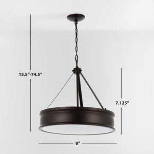 Safavieh CAMLYN, 4-Light Pendant with Adjustable Height, Oil Rubbed Bronze Finish, Ideal for Modern Spaces PND4138A