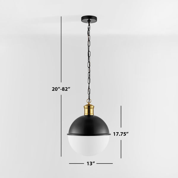 Safavieh DAYLILY, Elegant Extendable Pendant Light Fixture for Modern Interiors - Adjustable Height Design Black / Brass PND4139A