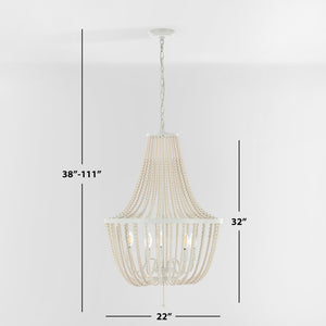 Safavieh ELANIE, Modern 5-Light Extendable Pendant for Sophisticated Illumination in Dining and Living Spaces Cream PND4140B