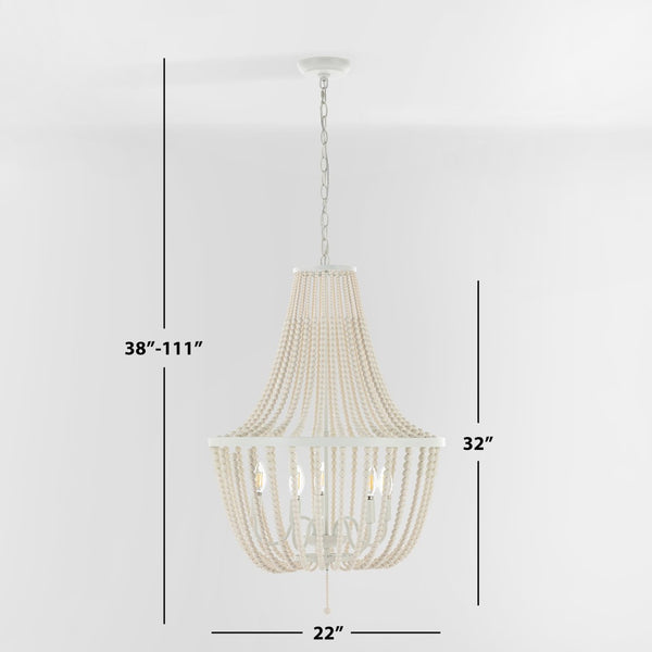 Safavieh ELANIE, Modern 5-Light Extendable Pendant for Sophisticated Illumination in Dining and Living Spaces Cream PND4140B