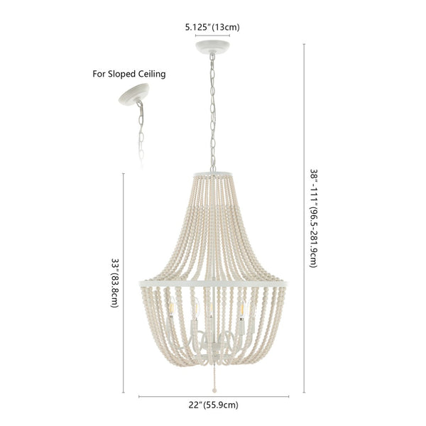 Safavieh ELANIE, Modern 5-Light Extendable Pendant for Sophisticated Illumination in Dining and Living Spaces Cream PND4140B