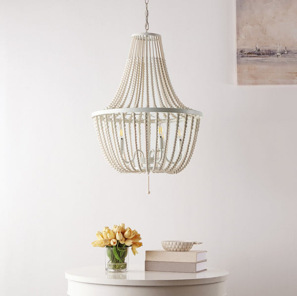 Safavieh ELANIE, Modern 5-Light Extendable Pendant for Sophisticated Illumination in Dining and Living Spaces Cream PND4140B