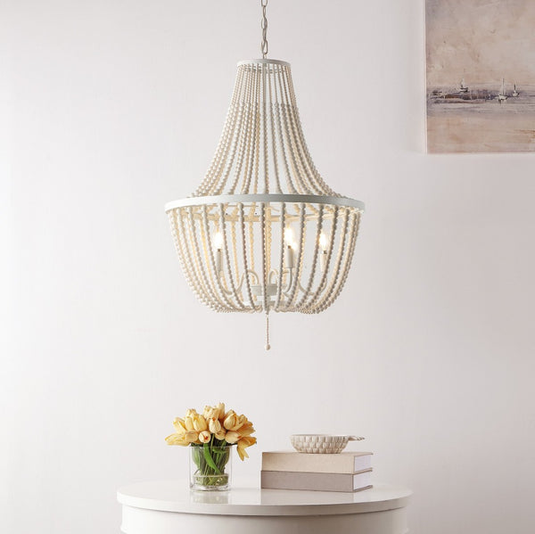 Safavieh ELANIE, Modern 5-Light Extendable Pendant for Sophisticated Illumination in Dining and Living Spaces Cream PND4140B