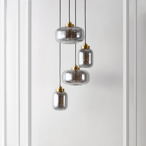 Safavieh EQUINOX, 4-Light Pendant with Smoke Grey & Brass Accents - Stylish Illumination for Modern Spaces PND4142A