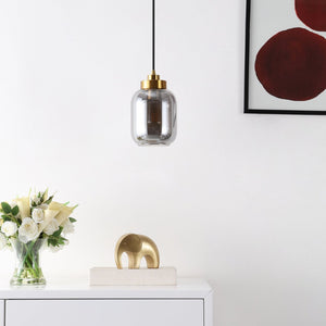Safavieh ETHYX, 6-Inch Smoke Grey Glass Pendant Light with Brass Accents for Modern & Classic Spaces PND4143A