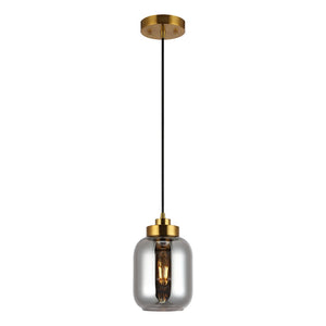 Safavieh ETHYX, 6-Inch Smoke Grey Glass Pendant Light with Brass Accents for Modern & Classic Spaces PND4143A