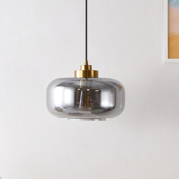 Safavieh EDGE, 11-Inch Smoke Grey & Brass Glass Pendant Light for Contemporary Dining & Kitchen Spaces PND4144A