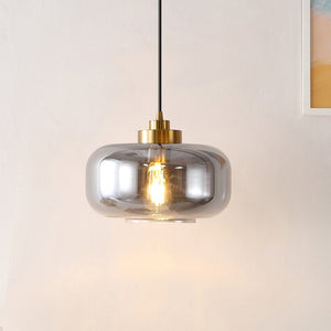 Safavieh EDGE, 11-Inch Smoke Grey & Brass Glass Pendant Light for Contemporary Dining & Kitchen Spaces PND4144A
