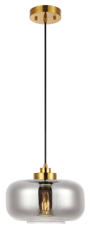 Safavieh EDGE, 11-Inch Smoke Grey & Brass Glass Pendant Light for Contemporary Dining & Kitchen Spaces PND4144A