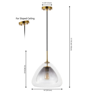Safavieh Eclipse, 14 Inch, Smoke Grey/Brass, Glass/Iron Pendant Smoke Grey / Brass 14 x 14 x 17-76