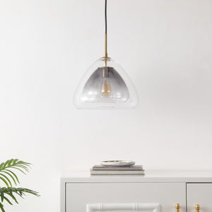 Safavieh Eclipse, 14 Inch, Smoke Grey/Brass, Glass/Iron Pendant Smoke Grey / Brass 14 x 14 x 17-76