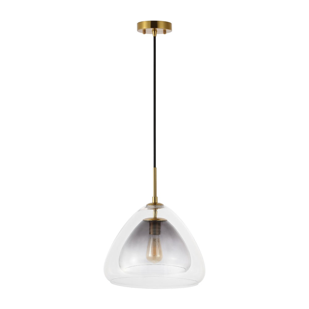 Safavieh Eclipse, 14 Inch, Smoke Grey/Brass, Glass/Iron Pendant Smoke Grey / Brass 14 x 14 x 17-76
