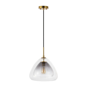Safavieh Eclipse, 14 Inch, Smoke Grey/Brass, Glass/Iron Pendant Smoke Grey / Brass 14 x 14 x 17-76