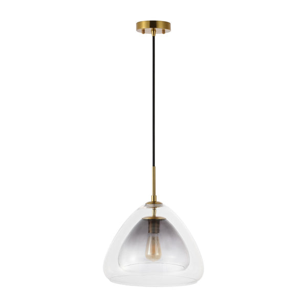 Safavieh Eclipse, 14 Inch, Smoke Grey/Brass, Glass/Iron Pendant Smoke Grey / Brass 14 x 14 x 17-76