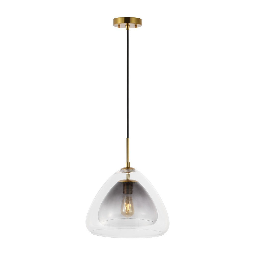 Safavieh Eclipse, 14 Inch, Smoke Grey/Brass, Glass/Iron Pendant Smoke Grey / Brass 14 x 14 x 17-76