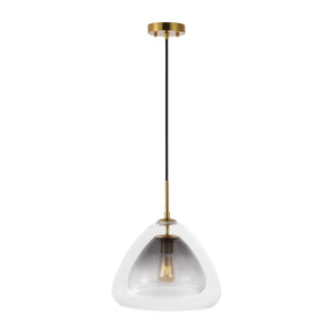 Safavieh Eclipse, 14 Inch, Smoke Grey/Brass, Glass/Iron Pendant Smoke Grey / Brass 14 x 14 x 17-76