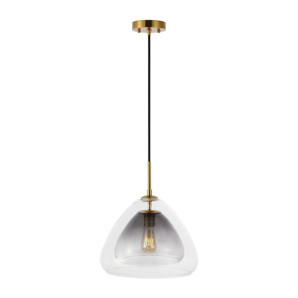 Safavieh Eclipse, 14 Inch, Smoke Grey/Brass, Glass/Iron Pendant Smoke Grey / Brass 14 x 14 x 17-76