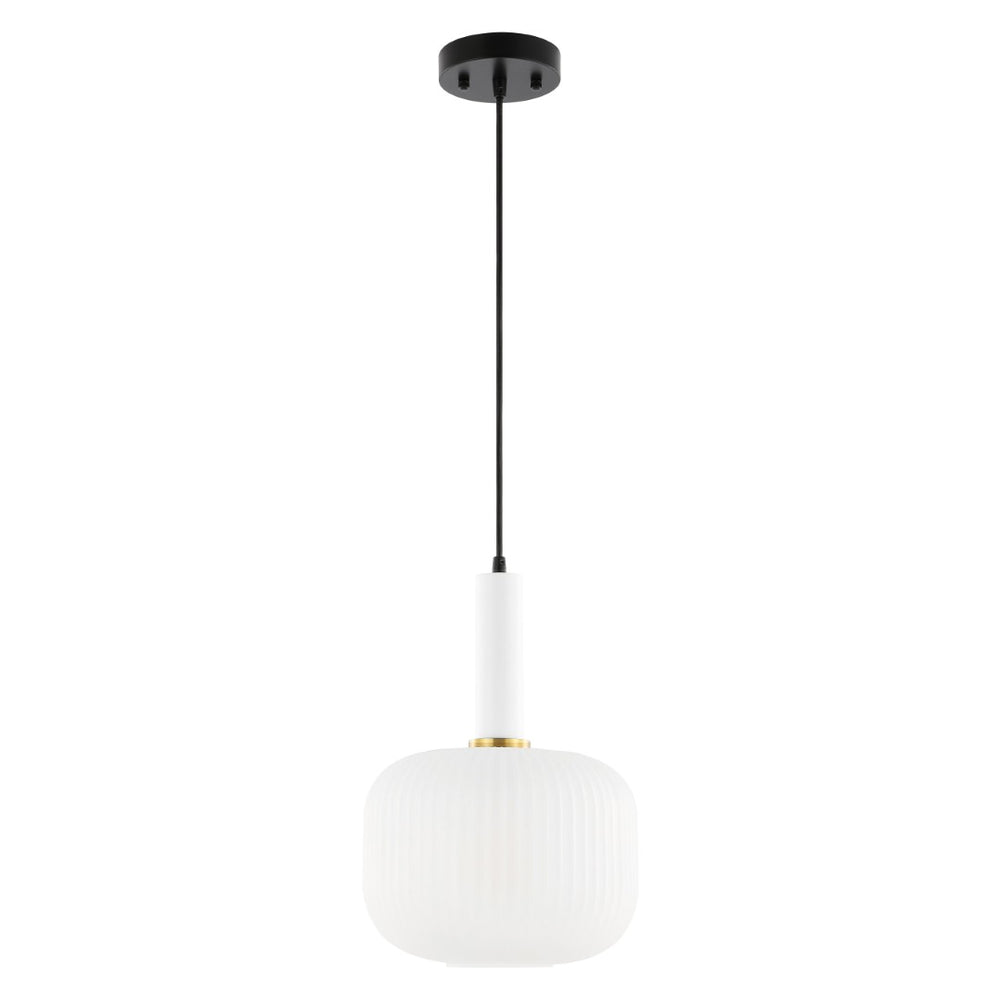 Safavieh NAOIS, 10-Inch White/Black Glass Pendant Light – Modern Minimalist Fixture for Stylish Interiors PND4149A