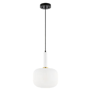 Safavieh NAOIS, 10-Inch White/Black Glass Pendant Light – Modern Minimalist Fixture for Stylish Interiors PND4149A