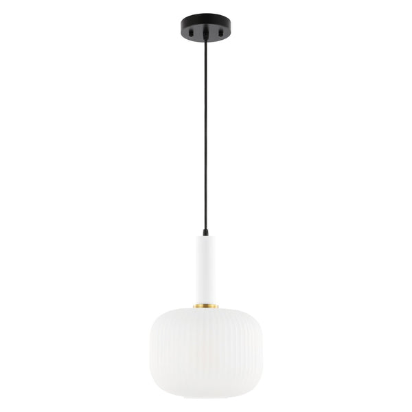 Safavieh NAOIS, 10-Inch White/Black Glass Pendant Light – Modern Minimalist Fixture for Stylish Interiors PND4149A