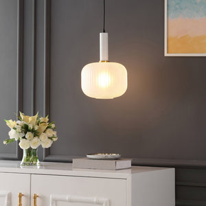 Safavieh NAOIS, 10-Inch White/Black Glass Pendant Light – Modern Minimalist Fixture for Stylish Interiors PND4149A