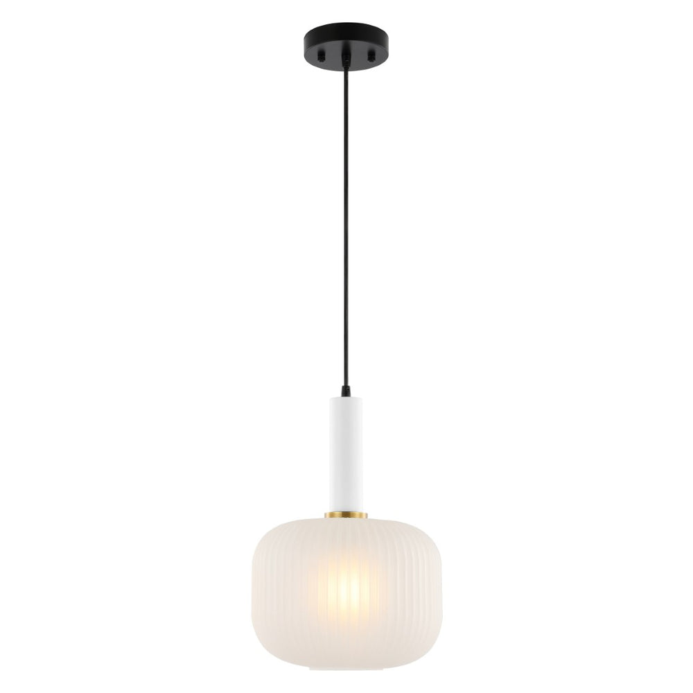 Safavieh NAOIS, 10-Inch White/Black Glass Pendant Light – Modern Minimalist Fixture for Stylish Interiors PND4149A