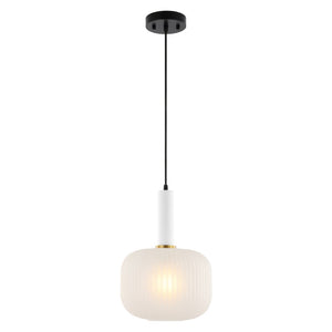 Safavieh NAOIS, 10-Inch White/Black Glass Pendant Light – Modern Minimalist Fixture for Stylish Interiors PND4149A