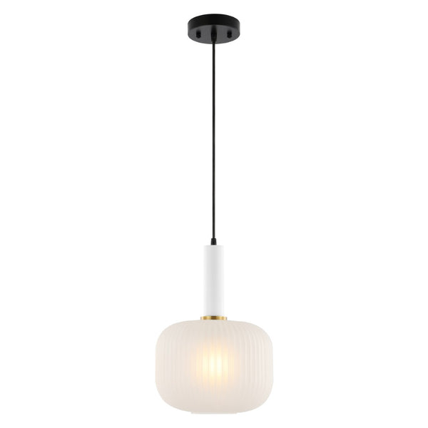 Safavieh NAOIS, 10-Inch White/Black Glass Pendant Light – Modern Minimalist Fixture for Stylish Interiors PND4149A