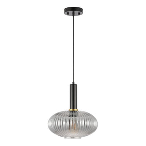 Safavieh ZEON, 12-Inch Smoke Grey Glass & Black Iron Pendant Light for Modern Elegance in Any Space PND4150A