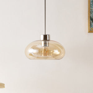 Safavieh JORIE, 11-Inch Amber Glass Pendant Light with Nickel Iron Frame for Modern Home Decor & Cozy Ambiance PND4151A