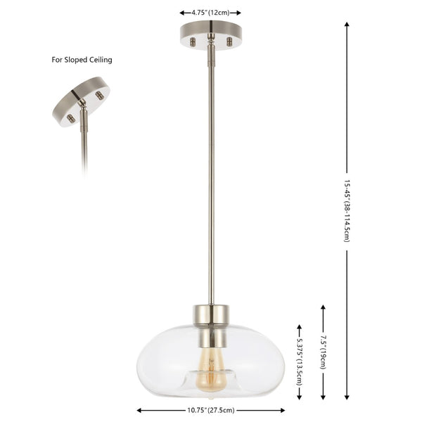 Safavieh WESSLEY, 11-Inch Clear Glass & Nickel Iron Pendant Light – Industrial-Chic Fixture for Modern Spaces PND4152A