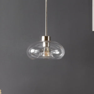 Safavieh WESSLEY, 11-Inch Clear Glass & Nickel Iron Pendant Light – Industrial-Chic Fixture for Modern Spaces PND4152A
