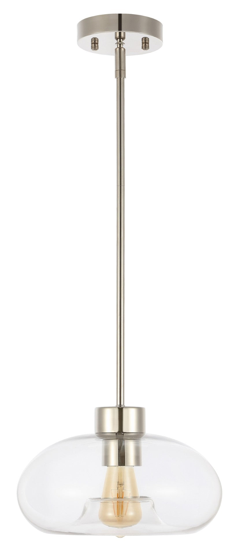 Safavieh WESSLEY, 11-Inch Clear Glass & Nickel Iron Pendant Light – Industrial-Chic Fixture for Modern Spaces PND4152A