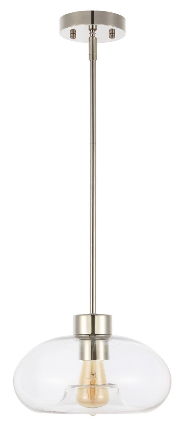 Safavieh WESSLEY, 11-Inch Clear Glass & Nickel Iron Pendant Light – Industrial-Chic Fixture for Modern Spaces PND4152A