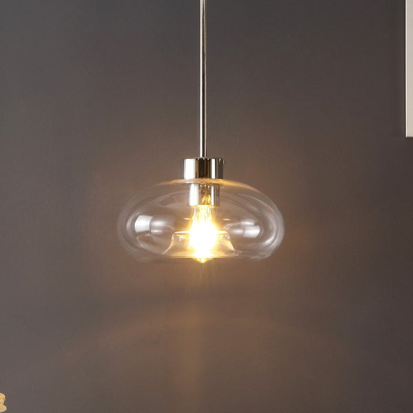 Safavieh WESSLEY, 11-Inch Clear Glass & Nickel Iron Pendant Light – Industrial-Chic Fixture for Modern Spaces PND4152A