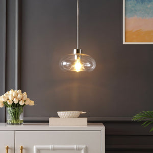 Safavieh WESSLEY, 11-Inch Clear Glass & Nickel Iron Pendant Light – Industrial-Chic Fixture for Modern Spaces PND4152A