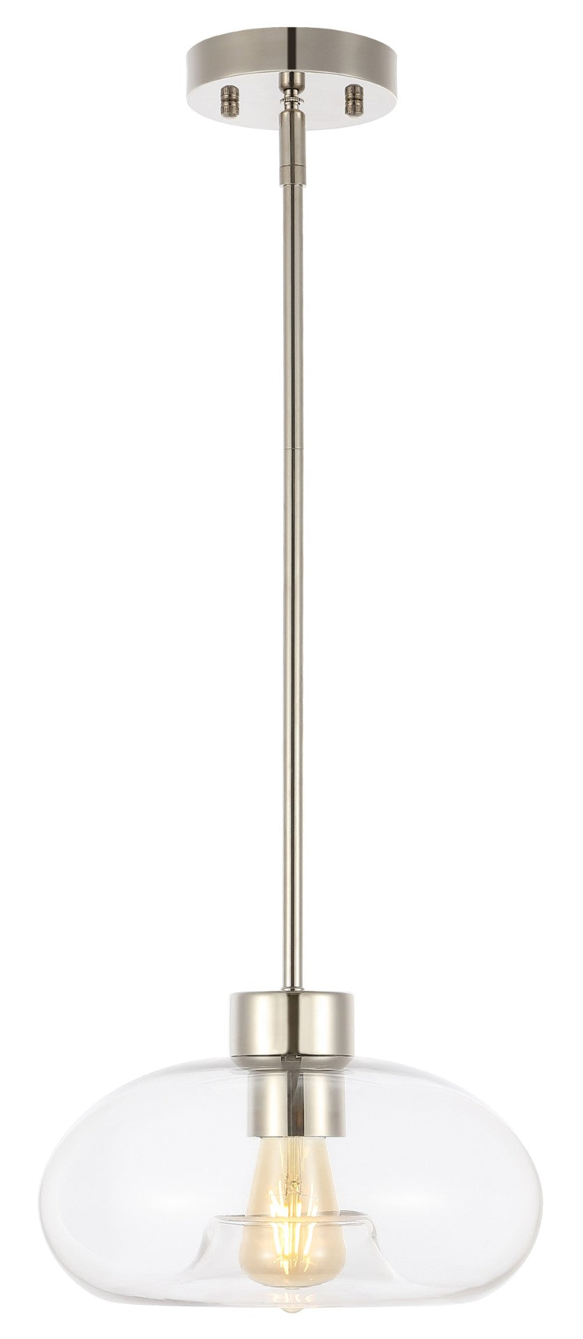 Safavieh WESSLEY, 11-Inch Clear Glass & Nickel Iron Pendant Light – Industrial-Chic Fixture for Modern Spaces PND4152A