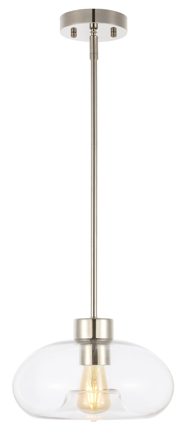 Safavieh WESSLEY, 11-Inch Clear Glass & Nickel Iron Pendant Light – Industrial-Chic Fixture for Modern Spaces PND4152A