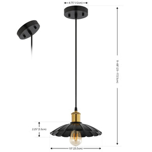 Safavieh NOVAIRE, 10-Inch Modern Black and Brass Iron Pendant Light for Stylish Home Décor and Versatile Use PND4153A