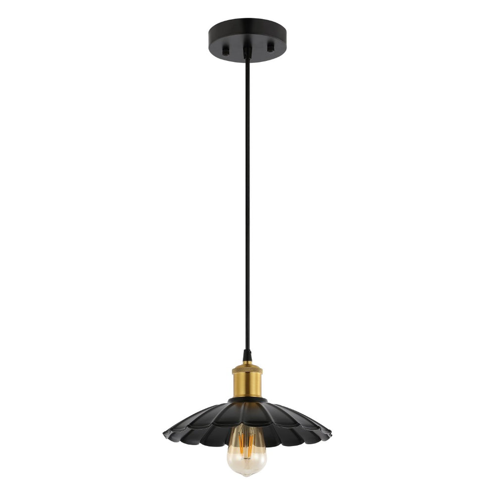 Safavieh NOVAIRE, 10-Inch Modern Black and Brass Iron Pendant Light for Stylish Home Décor and Versatile Use PND4153A