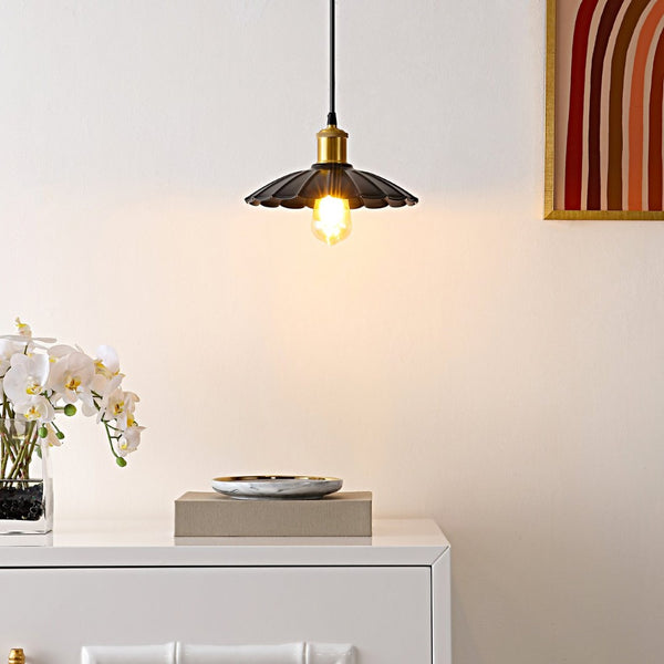 Safavieh NOVAIRE, 10-Inch Modern Black and Brass Iron Pendant Light for Stylish Home Décor and Versatile Use PND4153A
