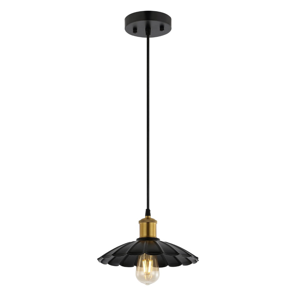Safavieh NOVAIRE, 10-Inch Modern Black and Brass Iron Pendant Light for Stylish Home Décor and Versatile Use PND4153A