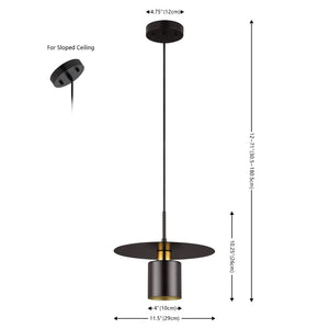 Safavieh MYNOBY, 11.75-Inch Adjustable Black and Brass Iron Pendant Light for Modern Elegance in Any Space PND4155A