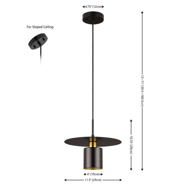 Safavieh MYNOBY, 11.75-Inch Adjustable Black and Brass Iron Pendant Light for Modern Elegance in Any Space PND4155A