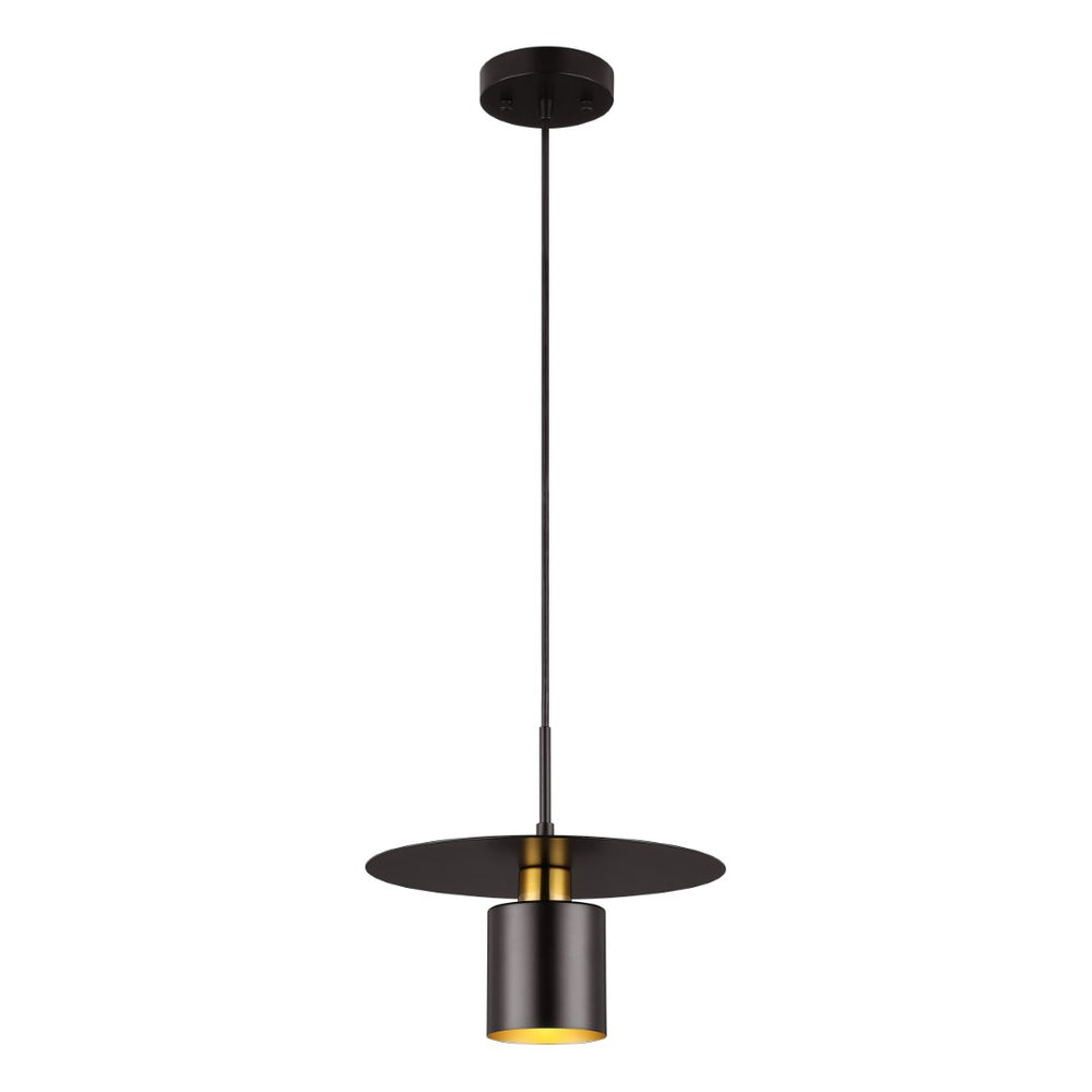 Safavieh MYNOBY, 11.75-Inch Adjustable Black and Brass Iron Pendant Light for Modern Elegance in Any Space PND4155A